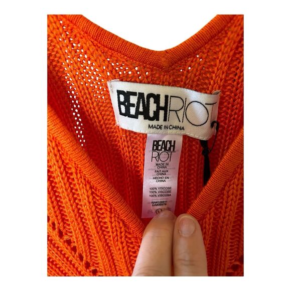 N2 Beach Riot Leigh Crochet Top Coverup Sunshine Haze Orange Sz L NWT - Picture 8 of 9